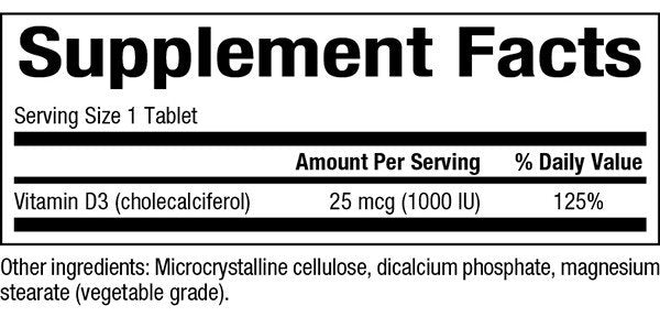 Natural Factors Vitamin D3 1000 IU 180 Tablet