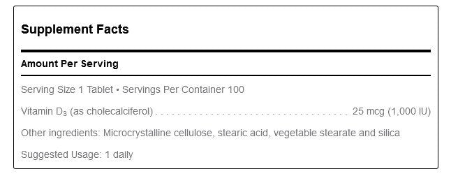 Douglas Laboratories Vitamin D 1000 IU 100 Tablet