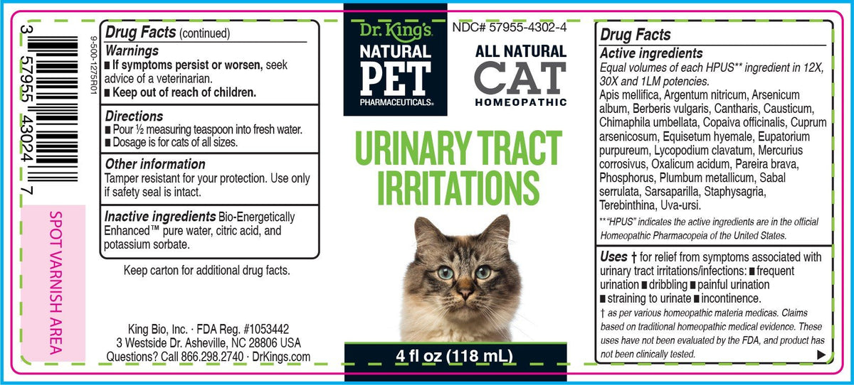 KingBio Natural Pet Cat Urinary Tract Irritations 4 oz Liquid