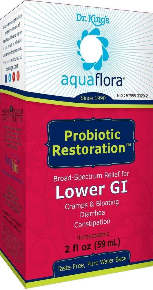 Probiotic Restoration | Dr. King's Aqua Flora | Lower GI Relief | Crams | Bloating | Diarrhea | Constipation | Homeopathic | 2 fluid ounces Liquid | 59 milliliters | VitaminLife