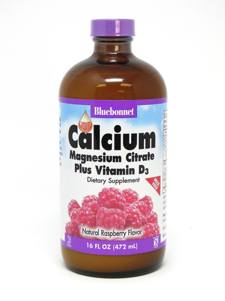 Bluebonnet Liquid Calcium Magnesium Citrate Plus Vitamin D3 Raspberry 16 oz Liquid