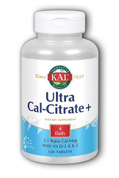 Ultra Cal-Citrate + | Vitamin K2 | Kal | 2:1 Calcium Magnesium Ratio | Vitamin D-3 and K-2 | 4 Daily | Dietary Supplement | 120 Tablets | VitaminLife