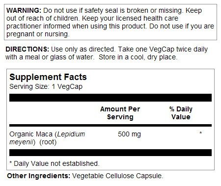 Solaray Organically Grown Maca Root 100 VegCap