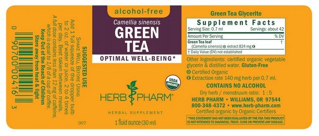 Herb Pharm Green Tea Glycerite 1 oz Liquid