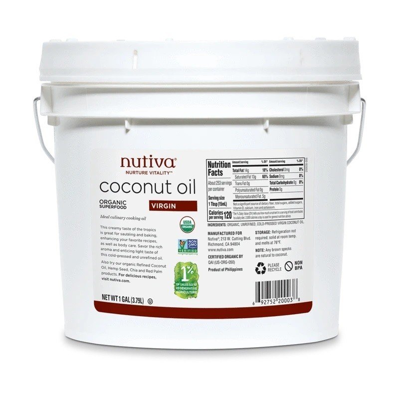 Nutiva Organic Virgin Coconut Oil 1 Gallon Liquid