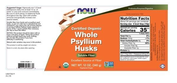 Now Foods Organic Psyllium Husk Whole 12 oz Bulk