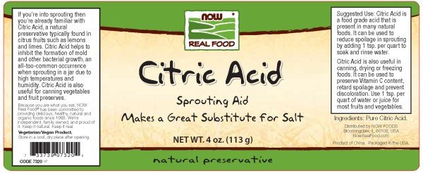 Now Foods Citric Acid 4 oz Powder
