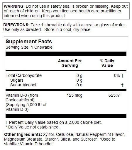 Kal D-3 125 mcg (5000 IU) 60 Chewable