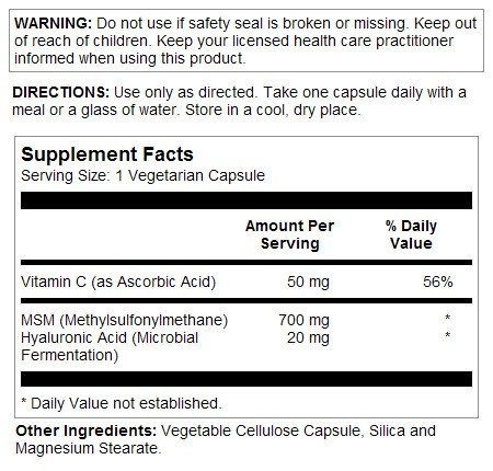 Thompson Nutritional Hyaluronic Acid + MSM 30 VegCap