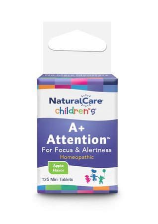 A+ Attention | NaturalCare Children's | Focus | Alertness | Homeopathic | Apple Flavor | 125 Chewables | VitaminLife