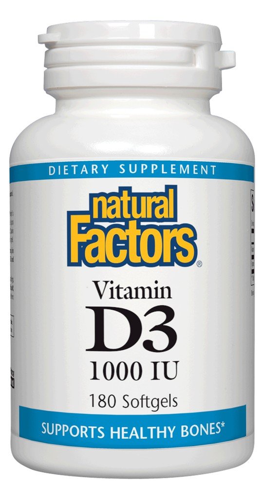 1000 IU Vitamin D3 | Natural Factors | Bone Health | Dietary Supplement | 180 Softgels | VitaminLife