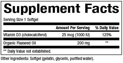 Natural Factors Vitamin D3 1000 IU 180 Softgel