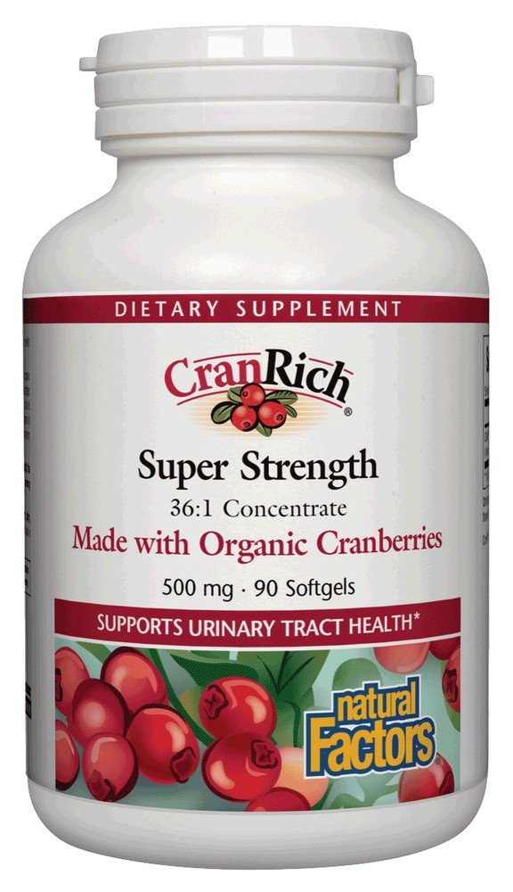 CranRich | Natural Factors | Urinary Tract Health | Made with Organic Cranberries, 36:1 Concentrate | 500 milligrams Cranberry | Dietary Supplement | 90 Softgels | VitaminLife