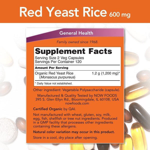 Now Foods Red Yeast Rice 600mg 240 VegCap