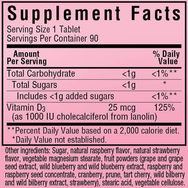 Bluebonnet Earth Sweet Chewable Vitamin D3 1000 IU 90 Chewable