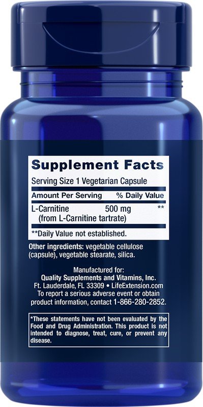 Life Extension L-Carnitine 500mg 30 VegCap