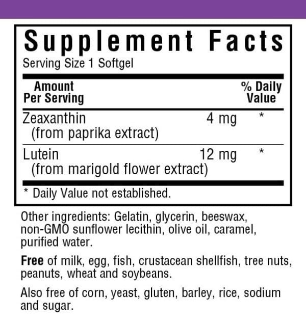 Bluebonnet Zeaxanthin Plus Lutein 30 Softgel