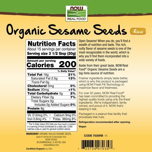 Now Foods Sesame Seeds Hulled 1 lbs Seeds