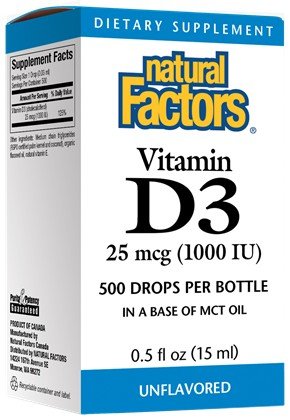 Natural Factors Vitamin D3 1000 IU 0.5 oz Liquid