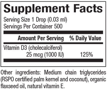 Natural Factors Vitamin D3 1000 IU 0.5 oz Liquid