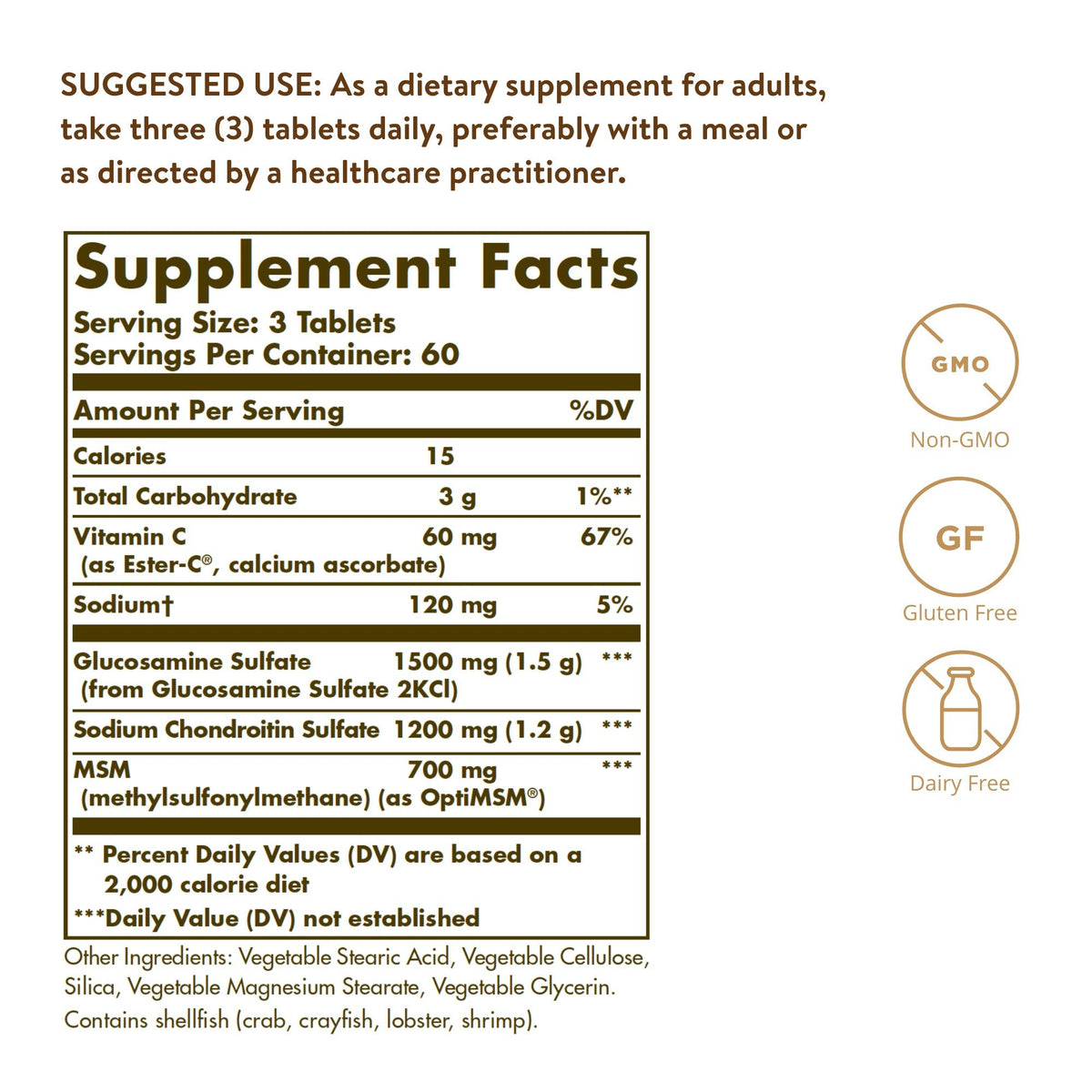 Solgar Extra Strength Glucosamine Chondroitin MSM with Ester C 180 Tablet