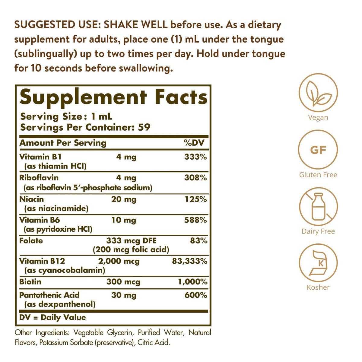 Solgar Liquid B12 2000mcg with B Complex 2 oz Liquid