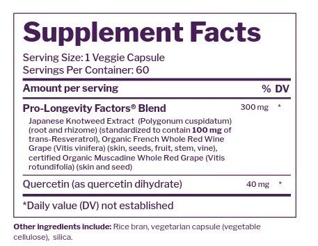 Reserveage Resveratrol 100mg 60 VegCap - VitaminLife