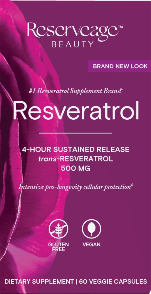 Resveratrol | Reserveage Beauty | 4 Hour Sustained Release | trans-Resveratrol | Cellular Protection | Gluten Free | Vegan | Dietary Supplements | 60 VegCaps | 60 Vegetable Capsules | VitaminLife