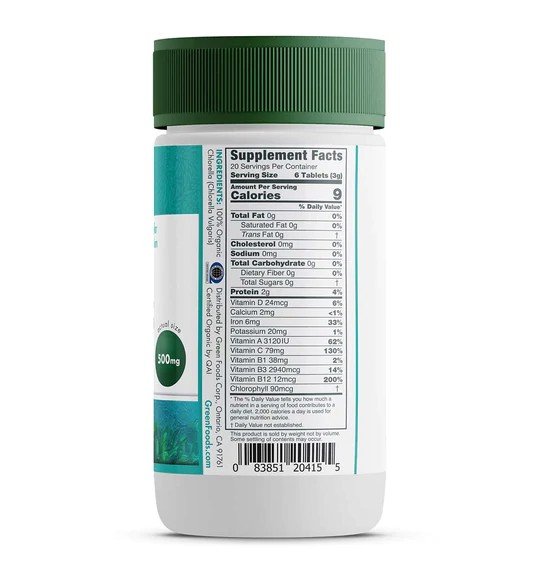 Green Foods Organic Chlorella 500mg 120 Tablet