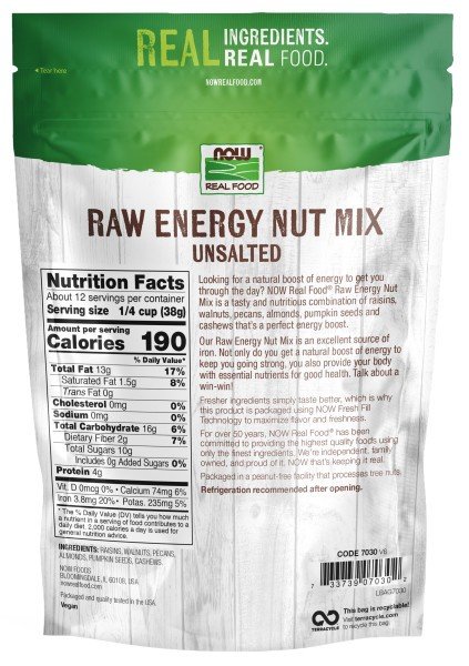 Now Foods Raw Energy Nut Mix Unsalted 1 lbs Bag