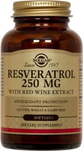 Resveratrol with Red Wine Extract | 250 milligrams Resveratrol | Solgar | Antioxidant Protection | Gluten Free | Wheat Free | Dairy Free | Dietary Supplement | 60 Softgels | VitaminLife