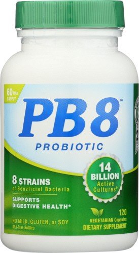 PB8 Probiotic | 8 Strains of Beneficial Bacteria | Digestive Health | Milk Free | Gluten Free | Soy Free | Vegetarian | Dietary Supplement | 120 VegCaps | Capsules | VitaminLife