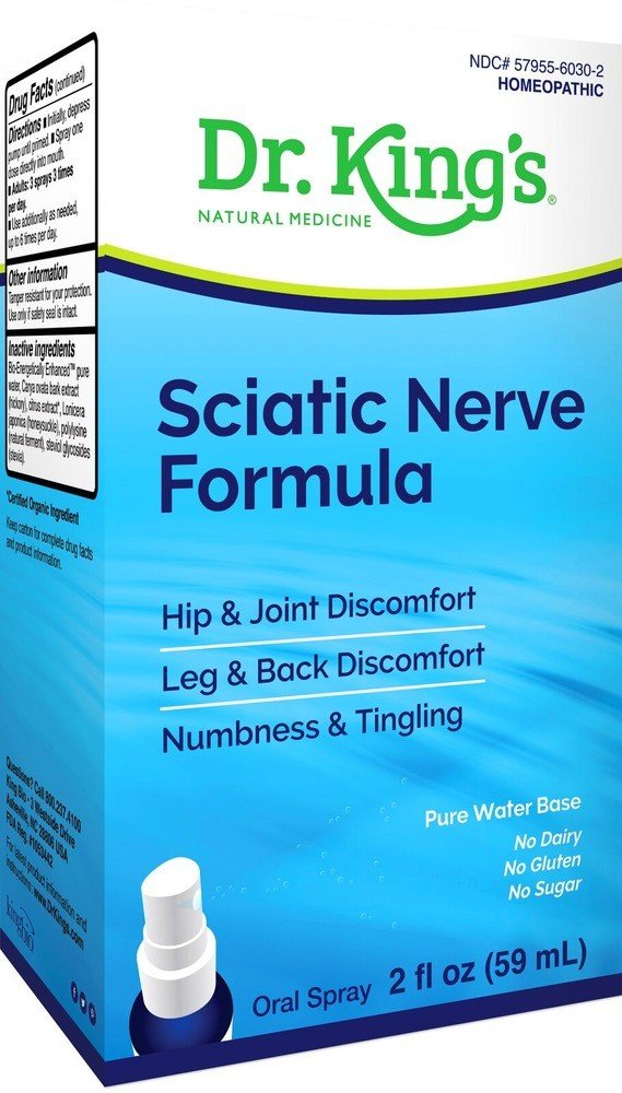 Sciatic Nerve Formula | Dr. King's Natural Medicine | Hip & Joint Discomfort | Legs & Back Discomfort | Numbness & Tingling | Pure Water Base | No Dairy | No Gluten | No Sugar | Homeopathic | Oral Spray | 2 fluid ounces | 59 milliliters Liquid | VitaminLife