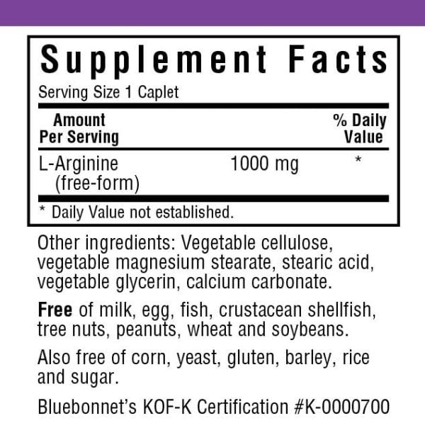 Bluebonnet L-Arginine 1000mg 50 Caplet