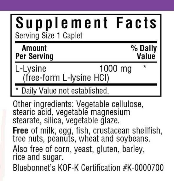 Bluebonnet L-Lysine 1000mg 50 Caplet