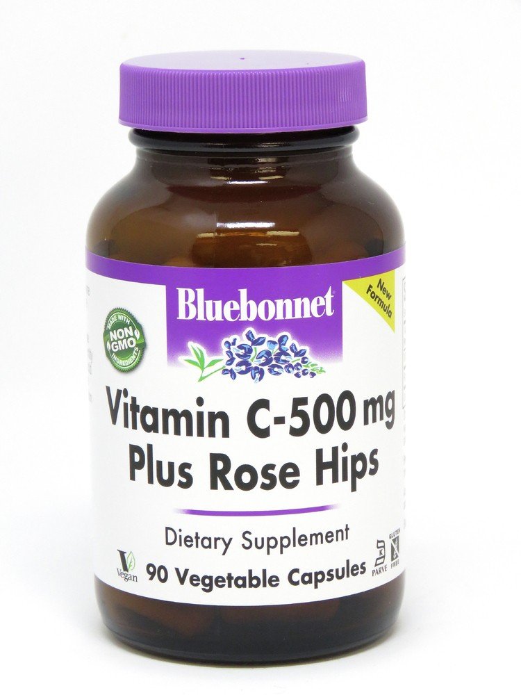 Bluebonnet Vitamin C 500mg Plus Rose Hips 90 VegCap
