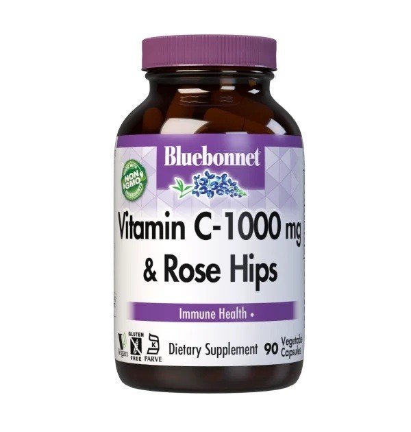 Bluebonnet Vitamin C 1000mg Plus Rose Hips 90 VegCap