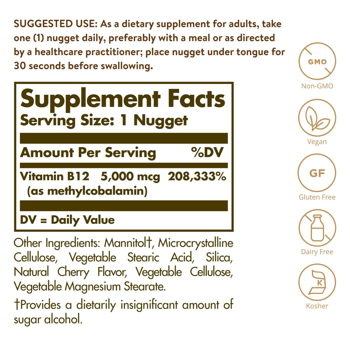 Solgar Methylcobalamin (Vitamin B12) 5000 mcg 60 Nugget