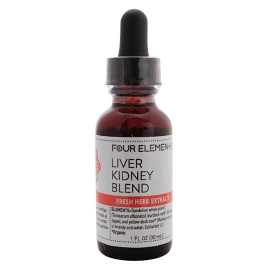Four Elements Organic Herbals Liver Kidney Blend Herbal Tincture 1 oz Liquid