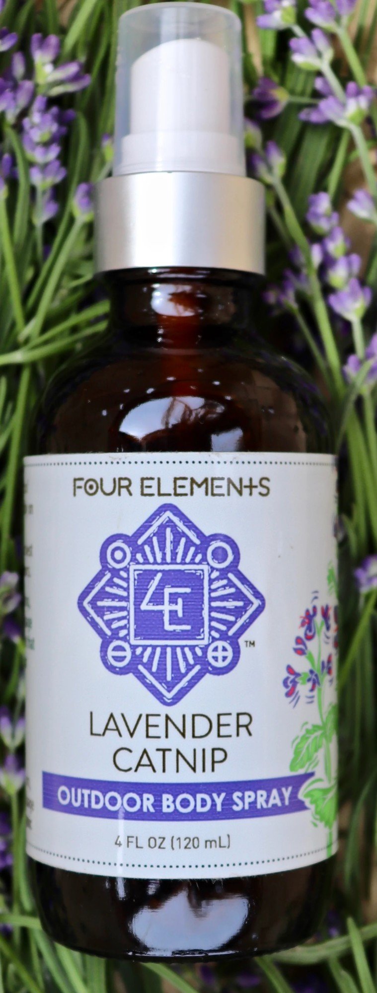 Four Elements Organic Herbals Lavender Catnip Outdoor Body Spray 4 oz Spray