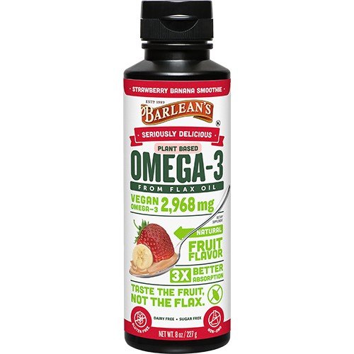 Barlean&#39;s Seriously Delicious Omega-3 Flax Strawberry Banana Smoothie 8 oz Liquid