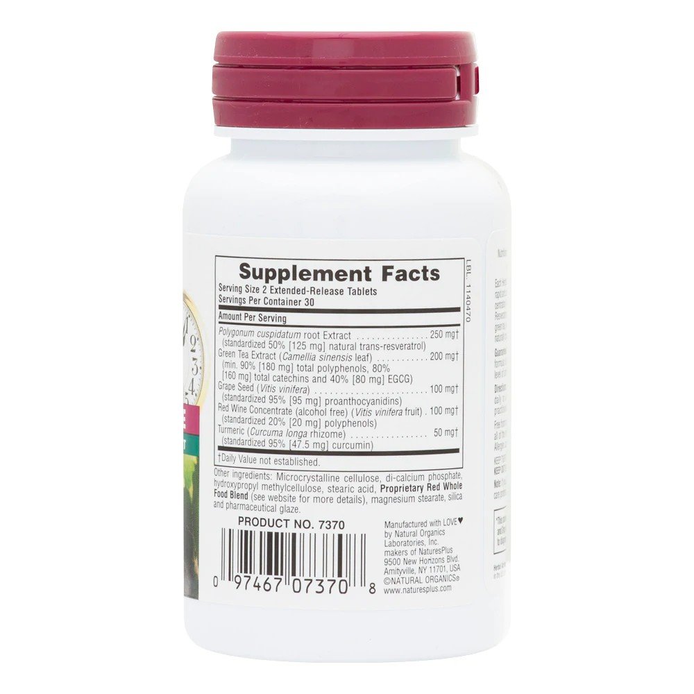 Nature&#39;s Plus Herbal Actives Extended Release Resveratrol 125mg 60 VegTab