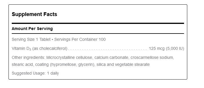 Douglas Laboratories Vitamin D 5000 IU 100 Tablet