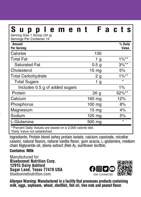 Bluebonnet Dual Action Protein Vanilla 2.1 lbs Powder