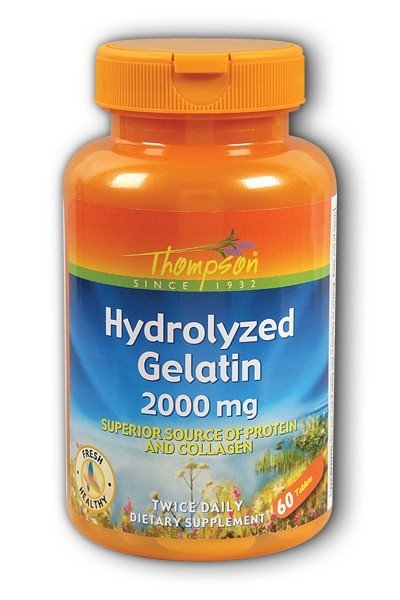 2000 milligrams Hydrolyzed Gelatin | Thompson | Protein | Collagen | Twice Daily | Dietary Supplement | 60 Tablets | VitaminLife