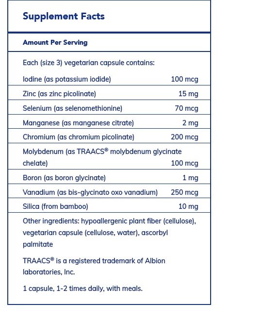 Pure Encapsulations Trace Minerals 60 VegCap