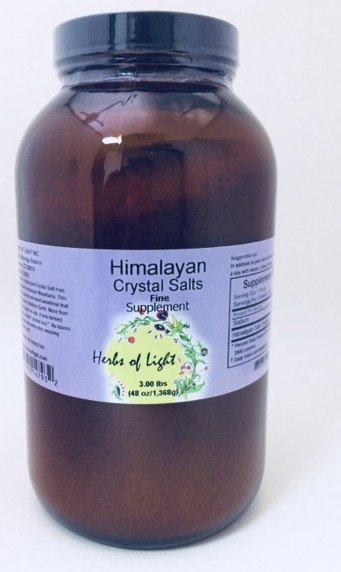 Herbs of Light Himalayan Crystal Salts-Amber Jar Fine 3 lbs Fine Salt