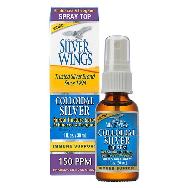 Natural Path Silver Wings Colloidal Silver Herbal Tincture Spray 1 oz Liquid