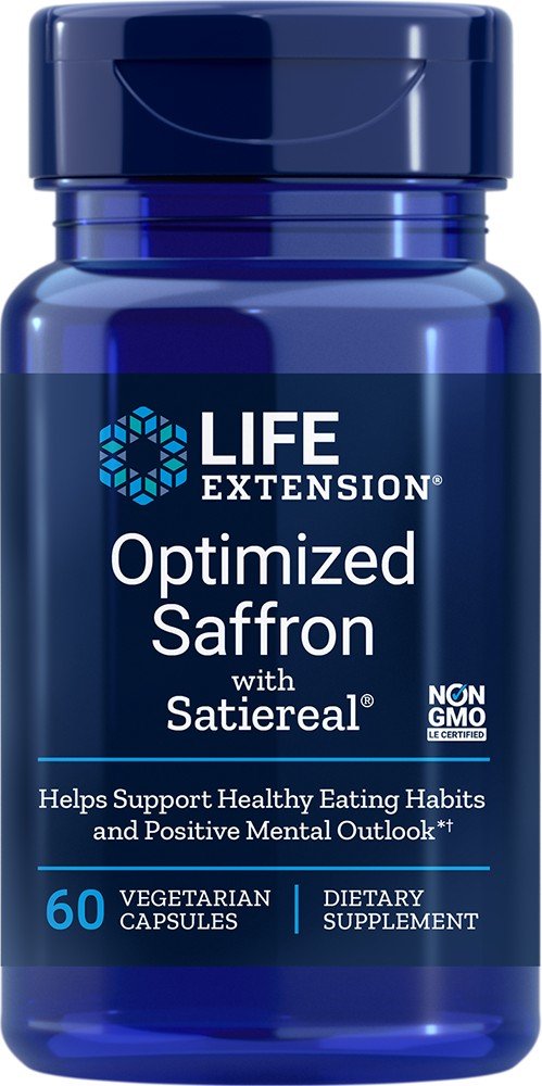 Optimized Saffron With Satiereal | Life Extensions | Healthy Eating Habits | Positive Mental Outlook | Vegetarian | Non GMO | Dietary Supplement | 60 VegCaps | 60 Capsules | VitaminLife