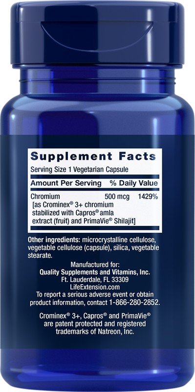 Life Extension Optimized Chromium With Crominex 3+ 500mcg 60 VegCap